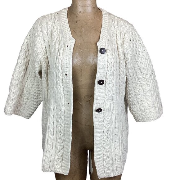 Kilronan Knitwear Merino Wool Button Cardigan Women's XL #241A - Picture 2 of 9